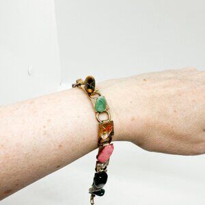 Vintage Metal Crystal Stone Bracelet Boho Witchy Rocks Whimsicore